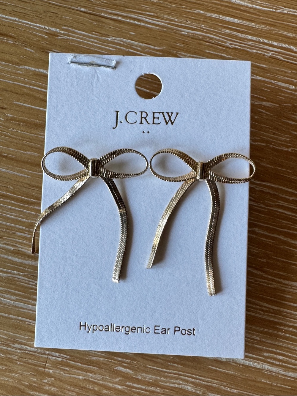 NWT! J. CREW FACTORY Metallic Bow Earrings, Gold - Picture 4 of 14